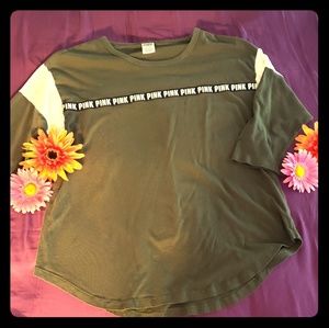 VS PINK 3/4 sleeve football tee